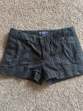 Banana Republic Black Eyelet Cotton Bermuda Shorts